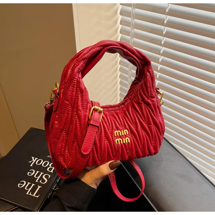 Chic Solid Color Crossbody Bag - Modern Vintage-Inspired Leather Handbag With Textured Finish & Adjustable Strap