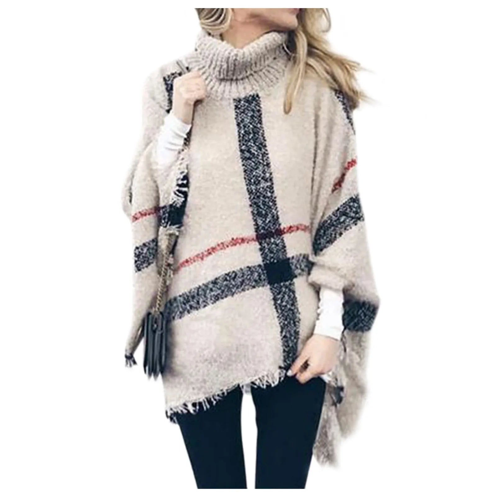 Women Asymmetrical Tassel Pullover Jumper Casual  Sleeve Shawl Coat