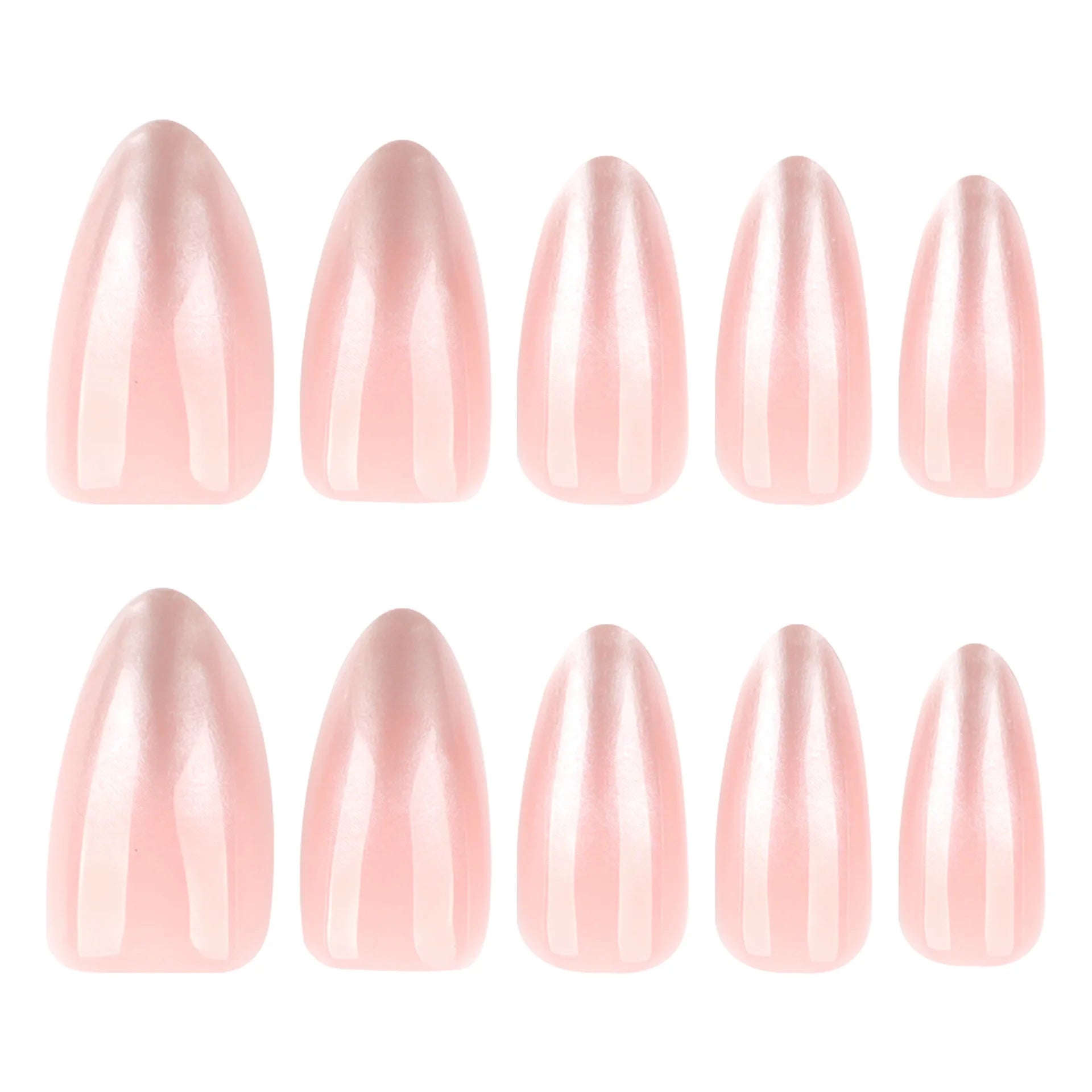 24pcs Shiny Nude Pink False Nails Ins Simple Almond Fake Nails Tips Wearable Detachable Sweet Korean Press on Nails