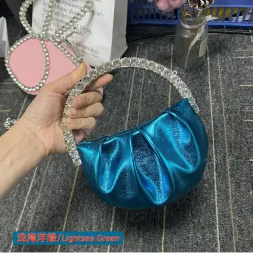 Designer Rhinestones Clutch Purse Bag for Women Handle Bag Leather Shoulder Bag Purse Shiny Crystal Purses and Handbag 9