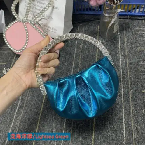 Designer Rhinestones Clutch Purse Bag for Women Handle Bag Leather Shoulder Bag Purse Shiny Crystal Purses and Handbag 9