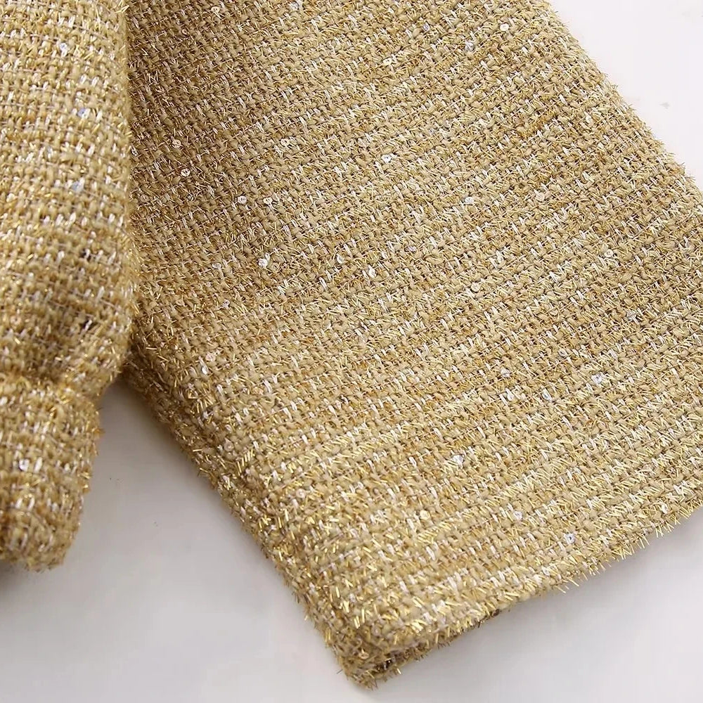 Streetwear Golden Sequined Oversized Jackets Women Long Sleeve Zipper Thick Coats Fashion Autumn Winter Outwears