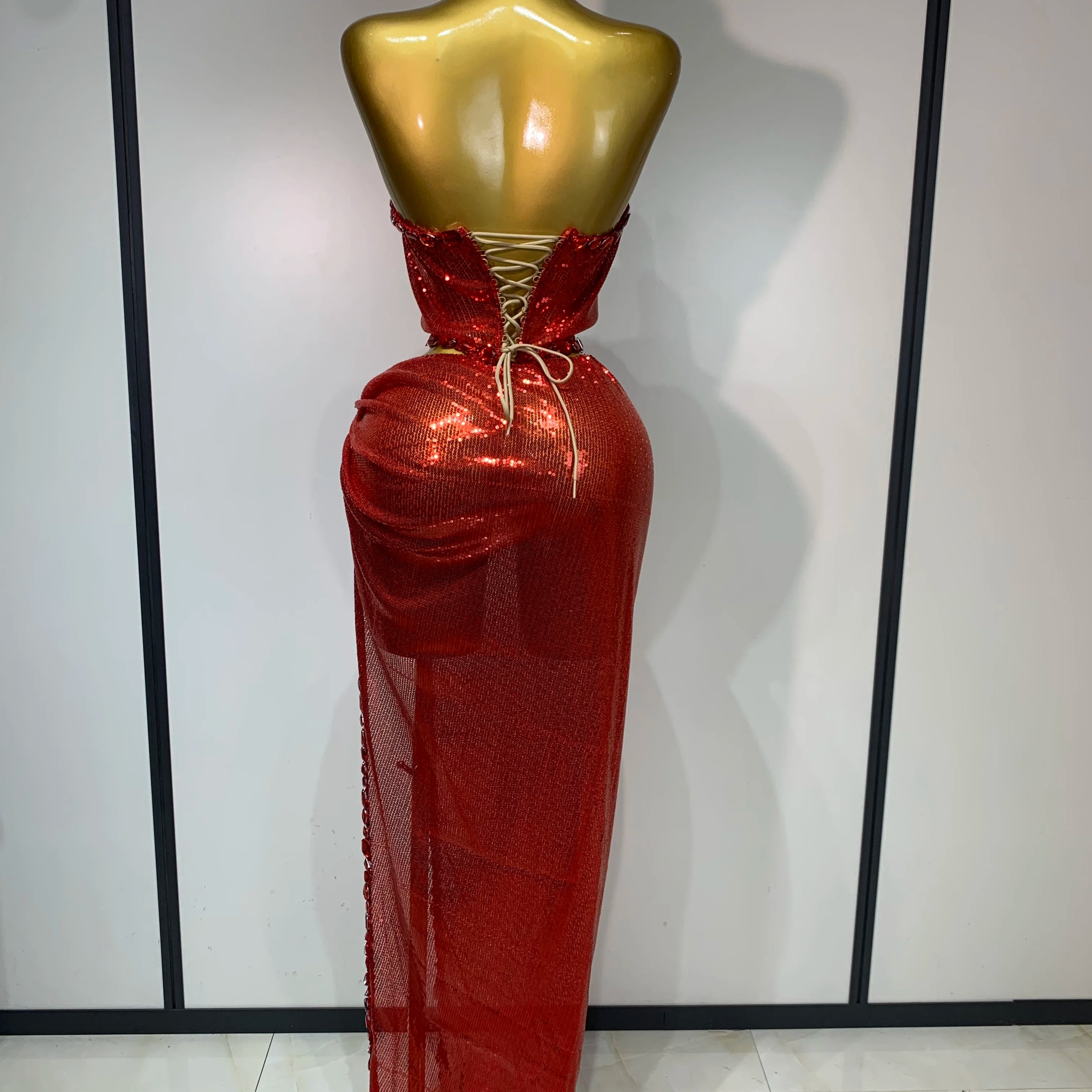 Sexy Backless Shiny Diamond Two Piece Set 2025 Women Elegant Evening Party Luxury Birthday Nightclub Singer Stage costume