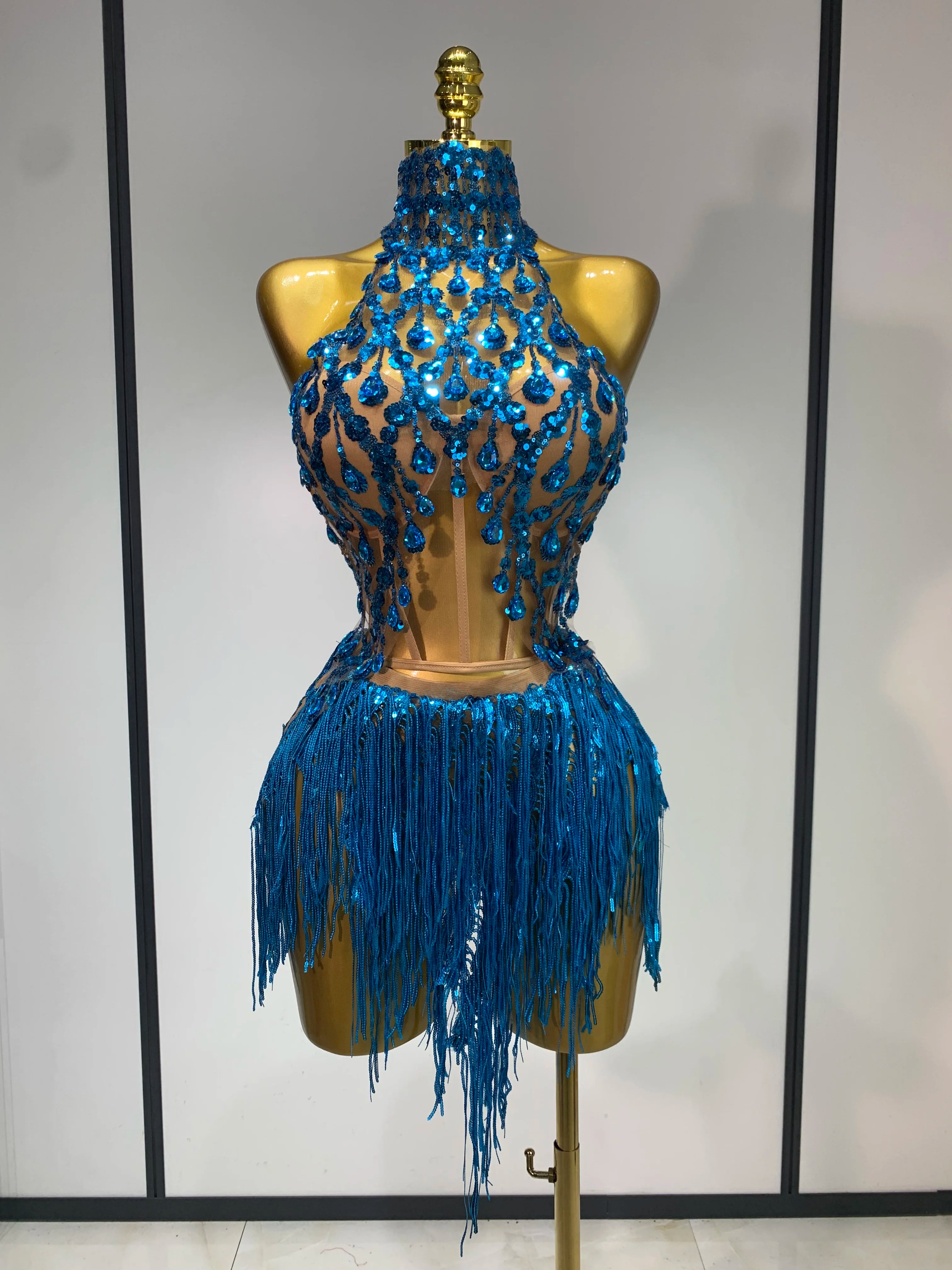 Women Sexy Sequins Rhinestone Glitter Two Pieces Sets 2025 Luxury Birthday Evening Party Nightclub Hotwife Singer Stage Outfit