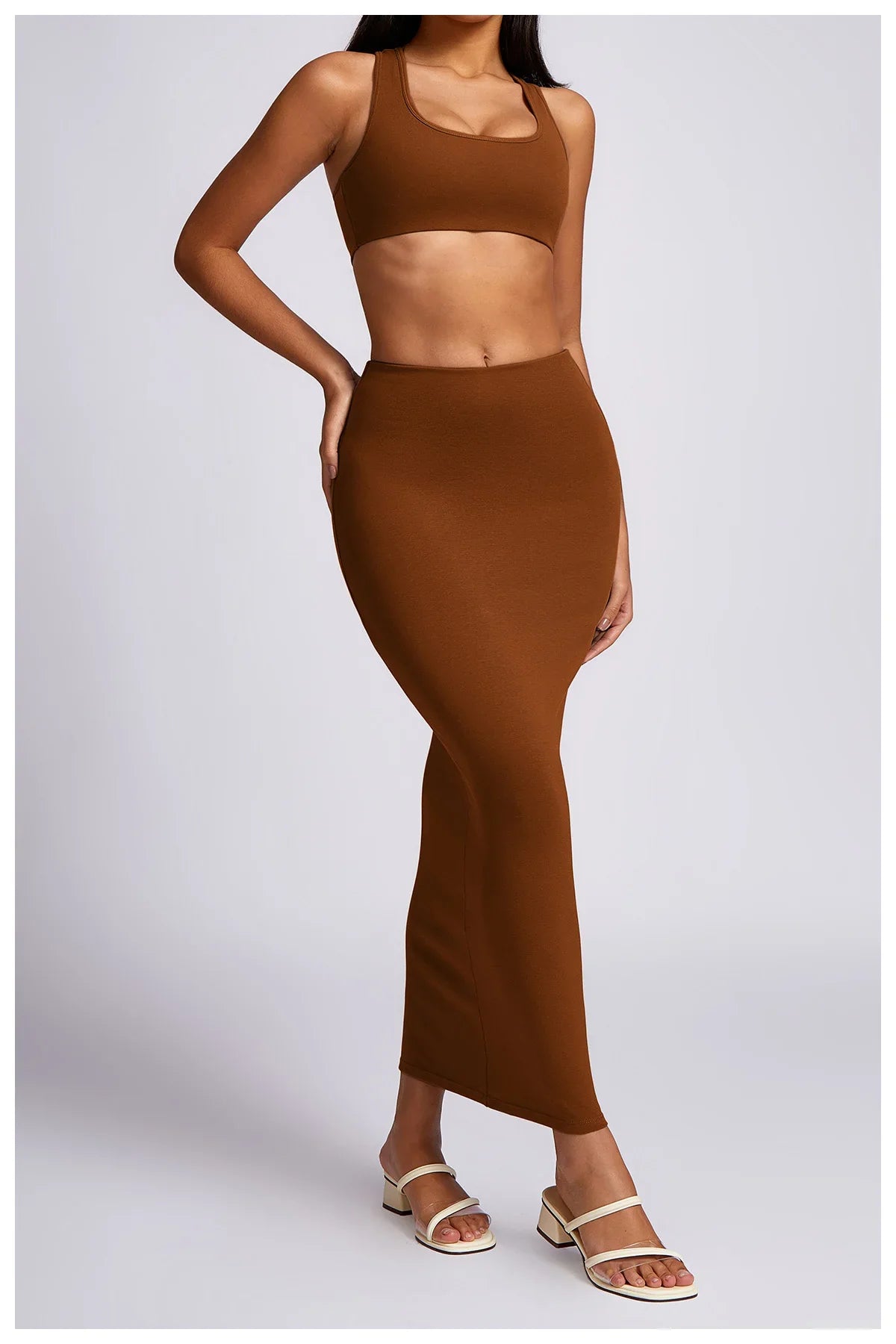 New Yoga Set Workout Clothes Fitness High Quality Suits Sports Bra High Waist Leggings 2 Piece Women High Stretch Gym Outfit brown-2