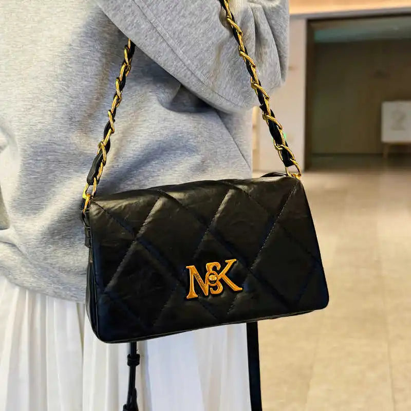 2025 Spring Quilted Chain Bag for Women Niche Designer Underarm Purse Adjustable Crossbody Strap Luxury Shoulder Bag