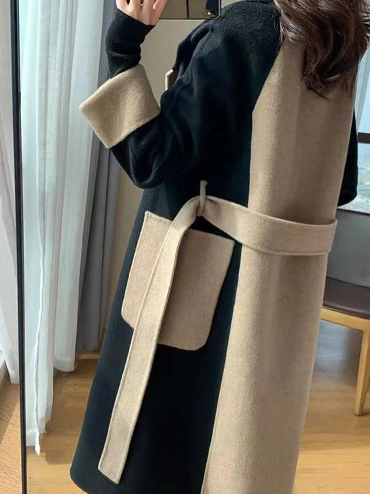 Elegant Women Woolen Coat Long Sleeve Streetwear Korean Fashion Jackets Loose Fairycore Vintage Autumn Winter Coats