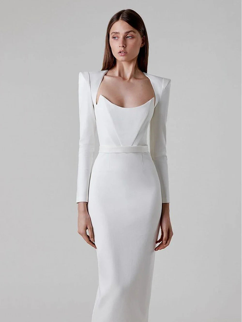 Arrival Women Winter Sexy Long Sleeve V Neck Pink Black White Midi Bandage Dress Elegant Evening Club Party Dress