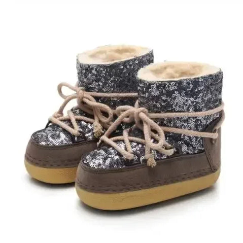 Winter Snow Boots Fashion space boots Thick Faux Fur fluffy Lace-Up Warm Waterproof Rubber Plush style lunar shoes Girls Booties khaki 03