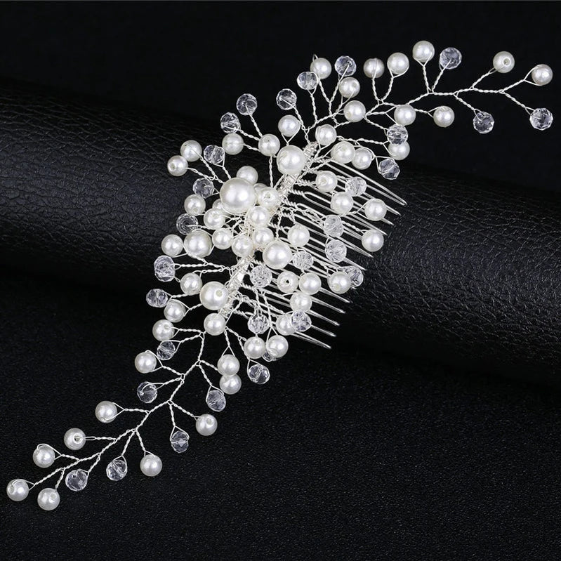 Crystal Pearl Wedding Hair Combs Hair Accessories for Bridal Hair Clips Pin Accessories Jewelry Handmade Women Head Ornaments