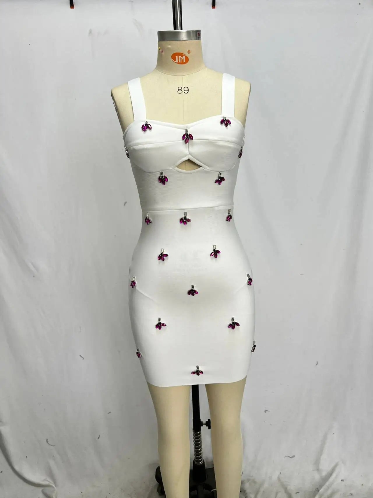 White Black Women Sleeveless Sexy Square Collar Shinning Crystal Bodycon Bandage Mini Dress Celebrate Nightclub Party Dress