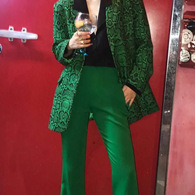 Leopard Temperament Blazer For Women Notched Collar Long Sleeve Tunic Patchwork Pocket Chic Blazers Female Fashion Clothing