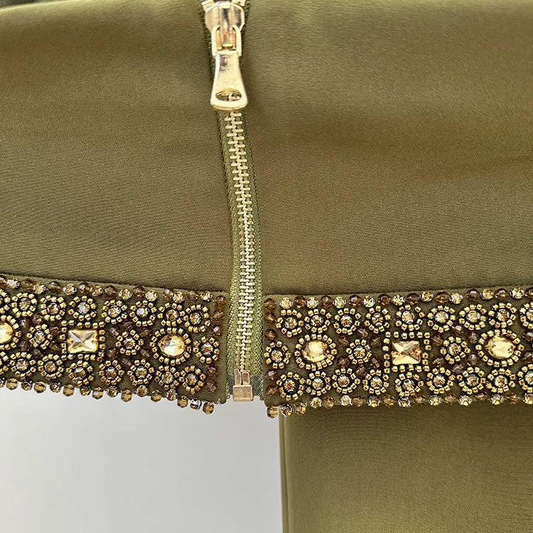 Spring Women Sexy Beading Tank Tops High Split Bodycon Long Skirts Set Elegant Evening Party Birthday Dress Vestido