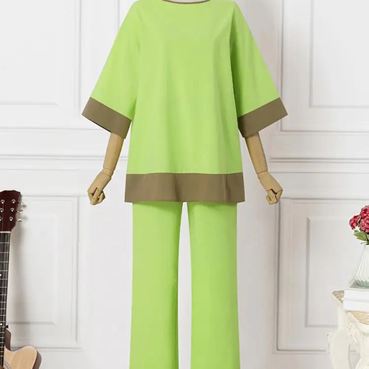 Fashion Women Casual Elegant Pants Sets Spring Summer Loose Outfits Oversized Lady Holiday Solid Patchwork Tracksuit