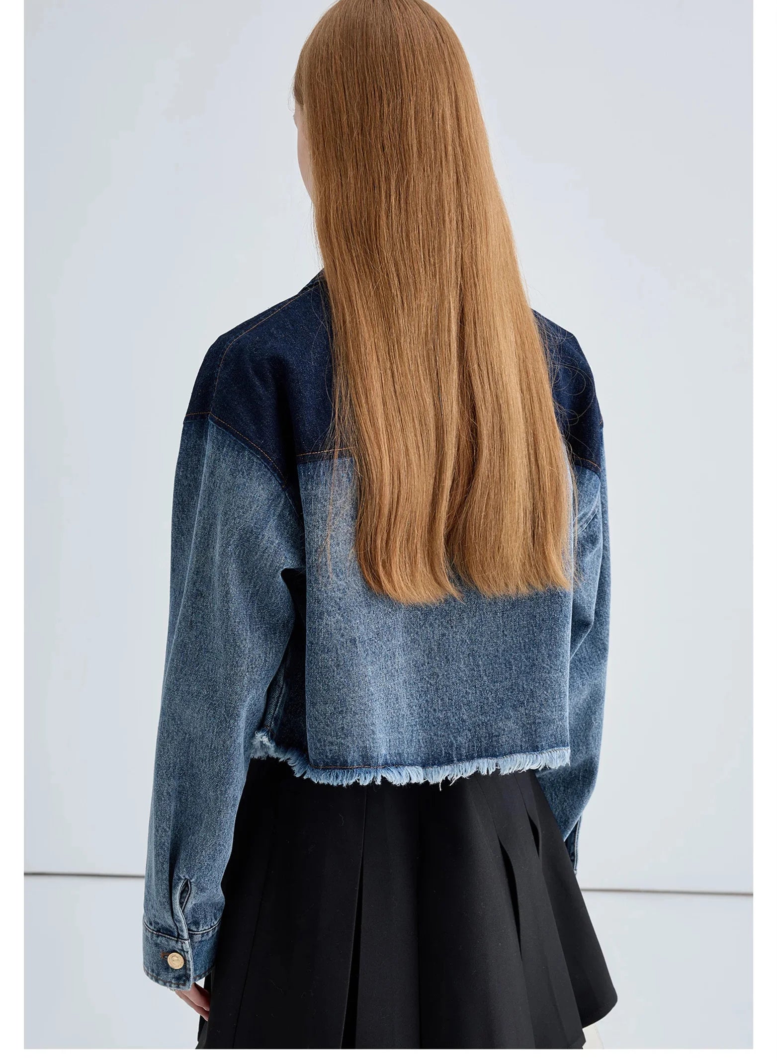 Woman Short Jacket Gradient Denim Coat Fashion Sweet Jean Top Buttons Female Sylish Top Denim Outwear