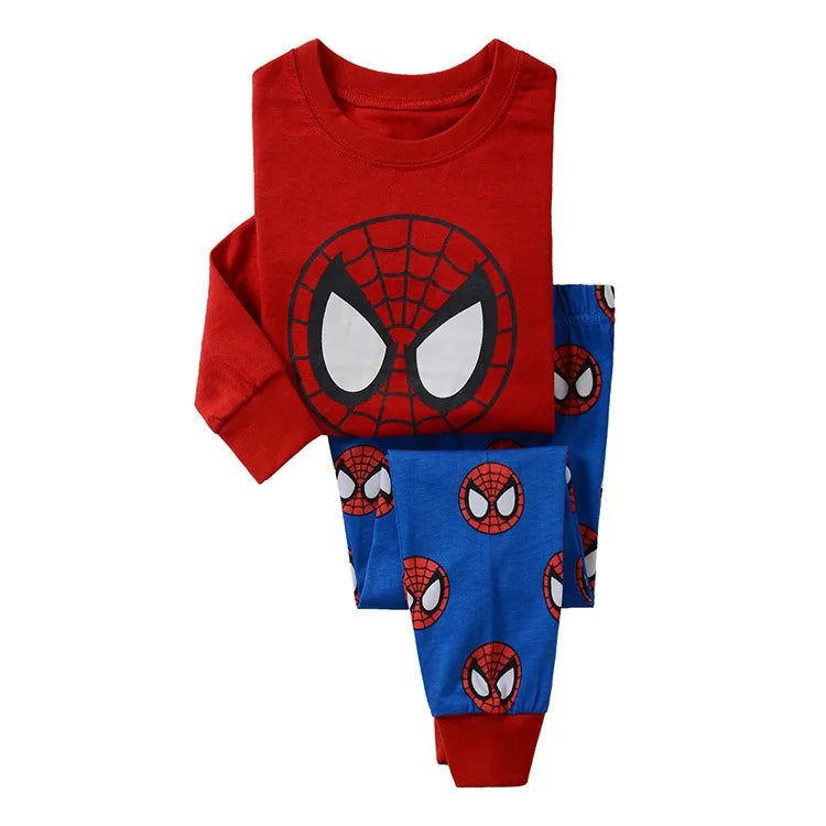 Children's Pyjamas Spiderman Iron Man Set Kids Sleepers Hero Collection Set Boys Girls Cartoon Long Sleeve Sleepwear 2-7T