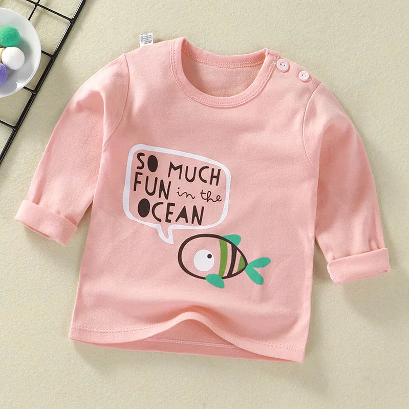 Children's Clothing Boys Girls T-Shirt kids clothes Cartoon Tops Long Sleeve Baby Clothing Autumn Winter Cotton Print Sweatshirt Style 4 thick
