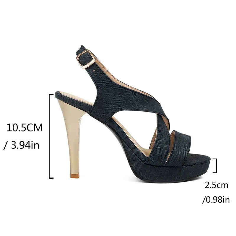 SIMLOVEYO Summer Female Sandals Open Toe Shoes Buckle Strap Stiletto Platform 46 47 48 Sexy Dating Shoes