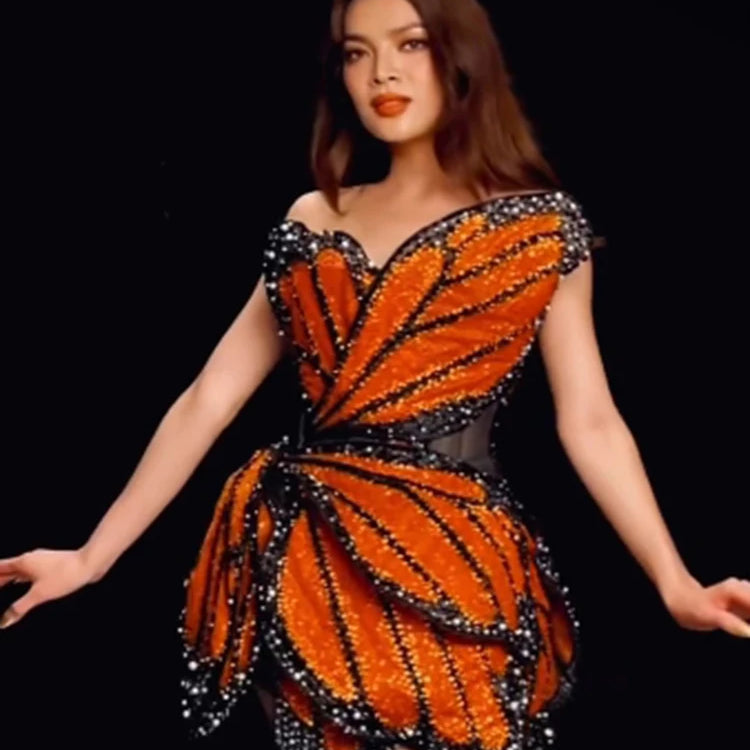 VC Luxury Dress For Women Beautiful Butterfly Shape Design Sequins Mini Celebrity Party Vestido 2023 New Trendy