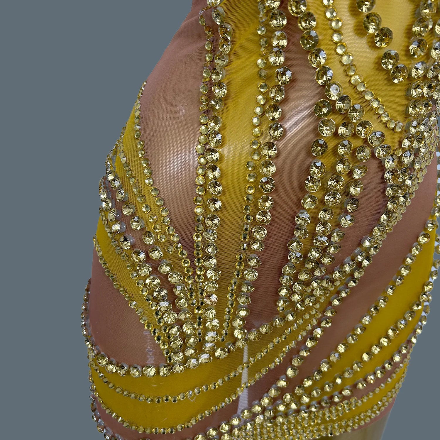 Sexy Women See Through Mesh Short Dress Sparkly Rhinestone Evening Prom Celebrate Birthday Dress Party Photography Wear Liuzhuan