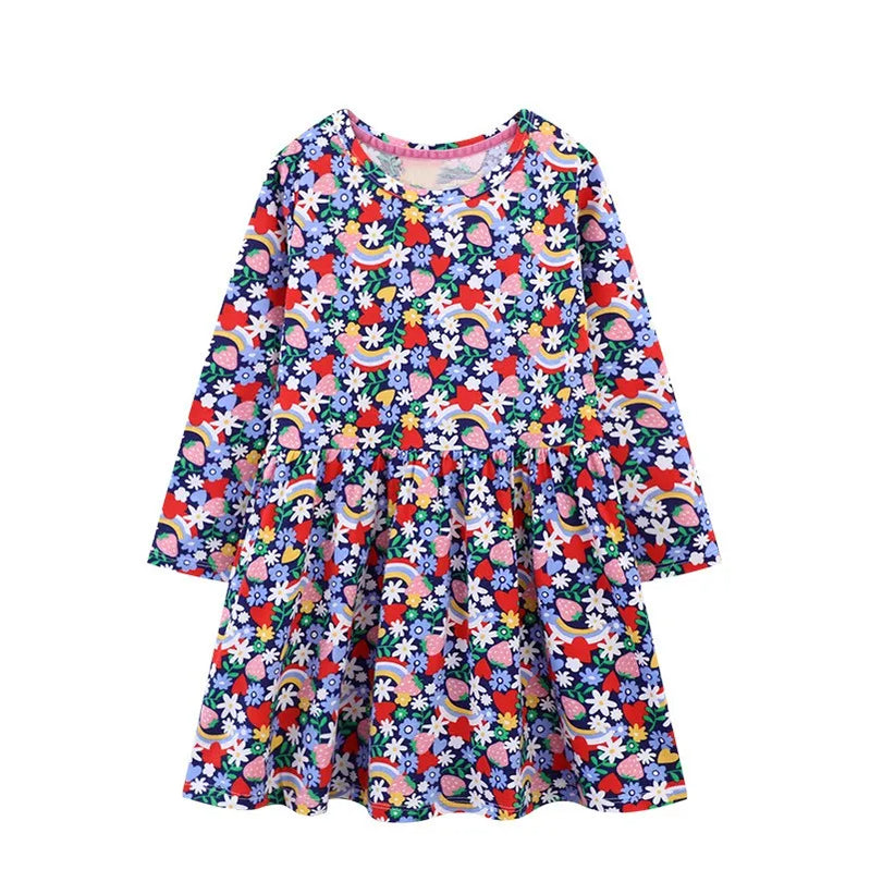Jumping Meters 2-7T Princess Girls Dresses Bag Print Party Kids Girls Costume Autumn Winter Toddler Frocks Clothing T7078