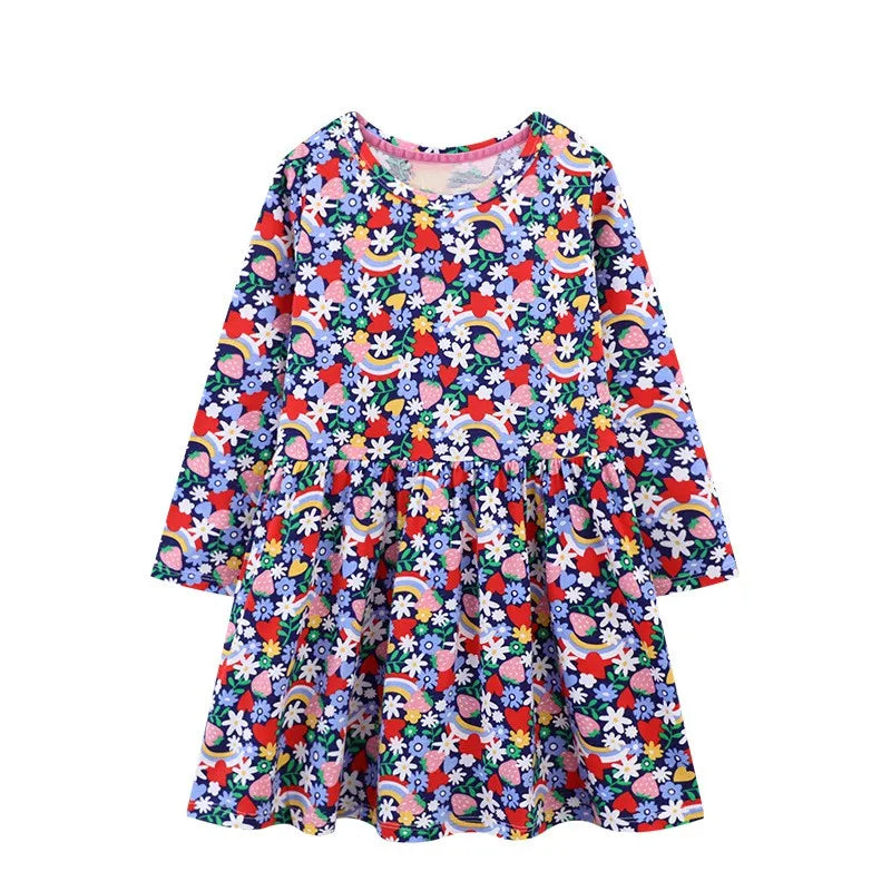 Jumping Meters 2-7T Princess Girls Dresses Bag Print Party Kids Girls Costume Autumn Winter Toddler Frocks Clothing T7078