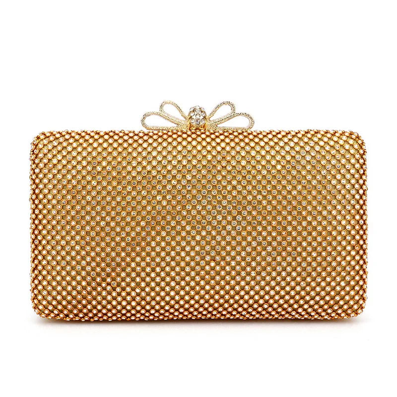 Rhinestones Women Bags Hollow Out Style Fashion Evening Bags Chain Shoulder Handbags Party Wedding Day Clutch Purse YM3211gold