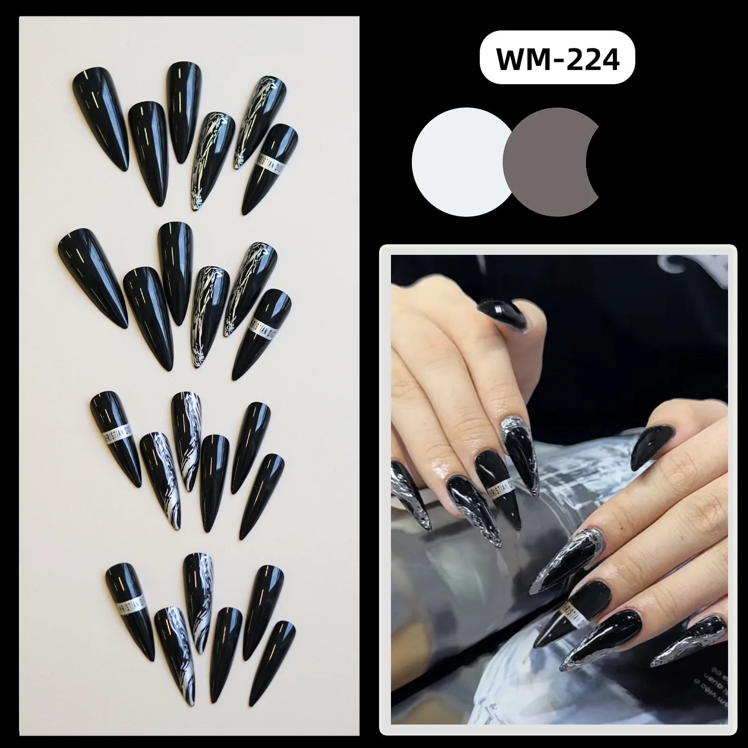 24pcs Classical Flowers Press on Nails Watercolor Butterflys Flowers Print False Nails Wearable Spicy Girls Fake Nails for Women