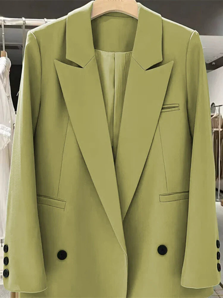 Chic Office Lady Blazer Women's Coats Spring Autumn Female Tops Street Trend Ladies Outerwear Blazers for Women Jacket Clothing avocado