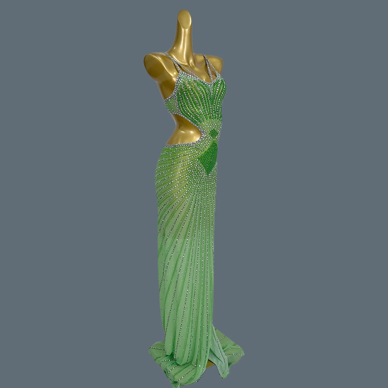 Elegant Crystal Party Evening Gown Cocktail Long Dress Dinner Gown Women Costume Sexy Sparkly Rhinestone Club Party Dress Xigua