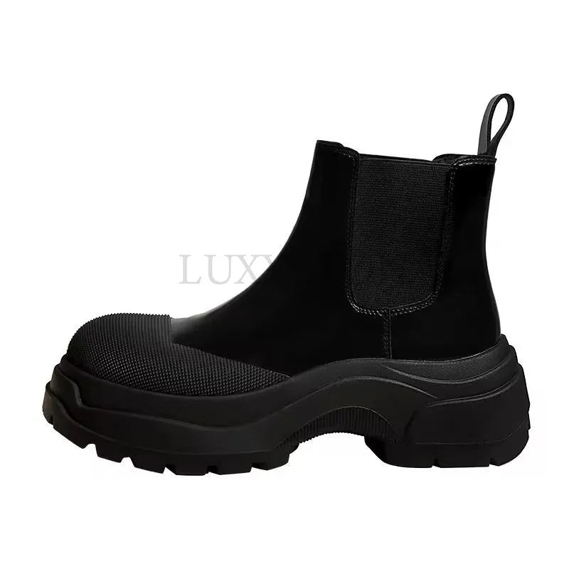 Women Ankle Mid Heels Chelsea Boots Gladiator Motorcycle Boots New Trend Winter Fashion Goth Shoes Walking Zapatos Mujer