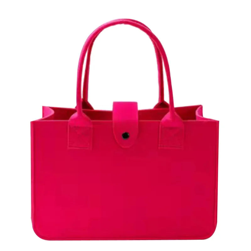 Fashion Women Winter Bag Felt Cloth Hand Bag Female Large Capacity Tote Bag Ladies Solid Color Travel Shopping Purses rose Red