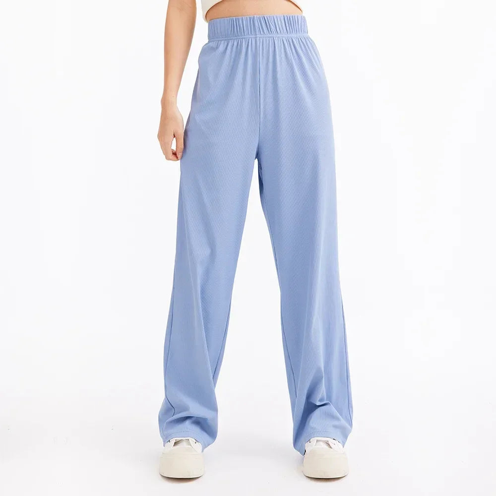 OhSunny Women Sweatpants High Waist Sport Running Gym Outdoor Anti-UV Stretch Loose Ladies Girls Drawstring Sunscreen Long Pants Blue