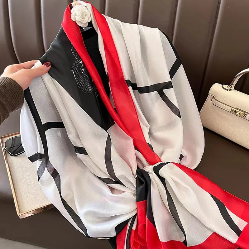 180*90cm Luxury Brand Spring Summer Autumn Women Clothing New Fashion Color matching printed silk scarf lady popular turba 49 180cmx90cm