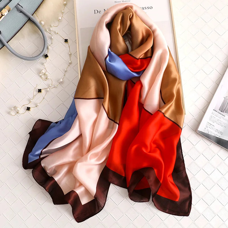 180*90cm Luxury Brand Spring Summer Autumn Women Clothing New Fashion Color matching printed silk scarf lady popular turba 10 180cmx90cm