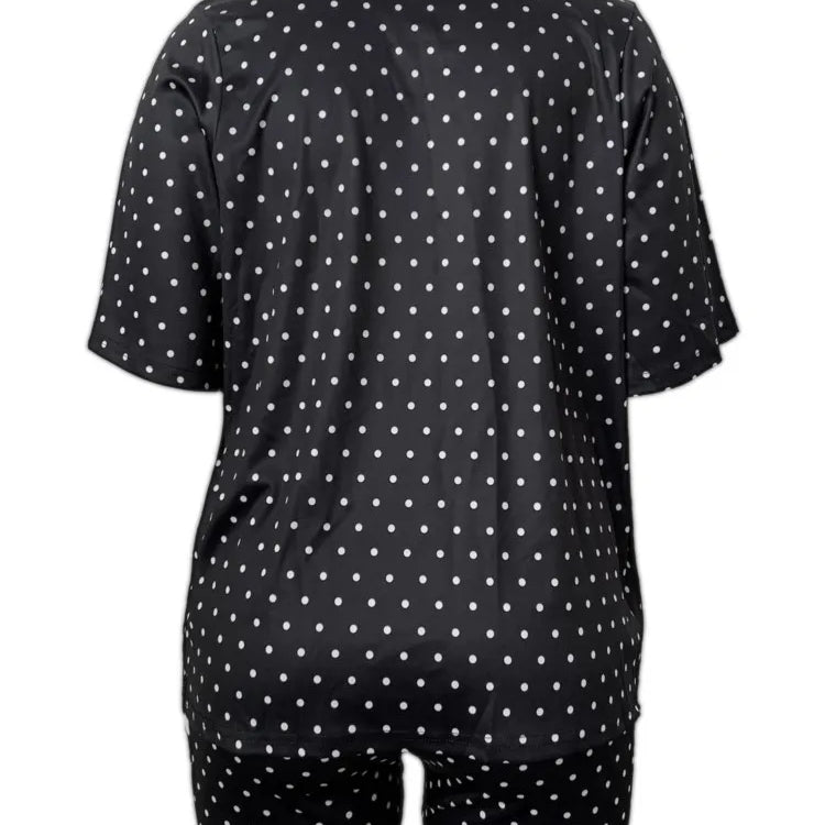 Plus Size Summer Polka Dot Print 2 Two Piece Set Women Casual Fashion Ladies Blouses High Waist Loose Woman Shorts