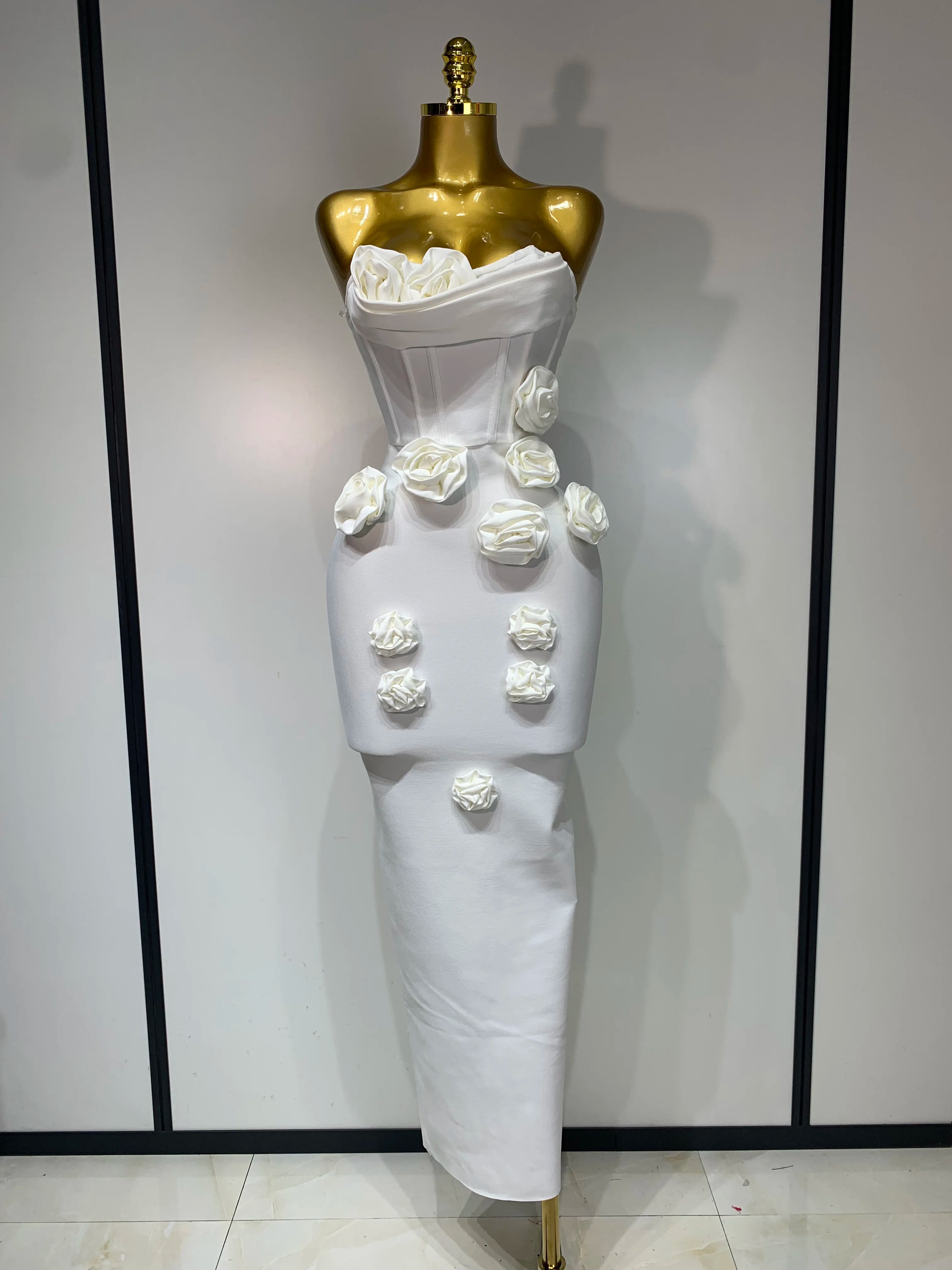 Women Sexy Strapless Florals Strapless Bodycon Bandage Dress Celebrity Elegant Festival Celebrate Evening Party Birthday Dresses