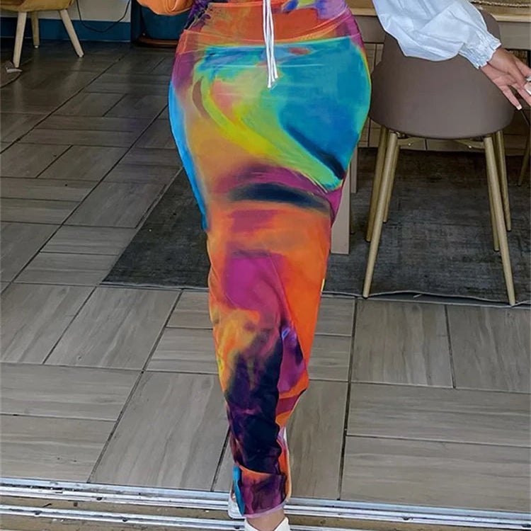 Simenual Harajuku Aesthetics Multi Printed High Waist Long Skirts Women Cyber Y2K Package Hip Skirt Chic Holiday Outfits Slim