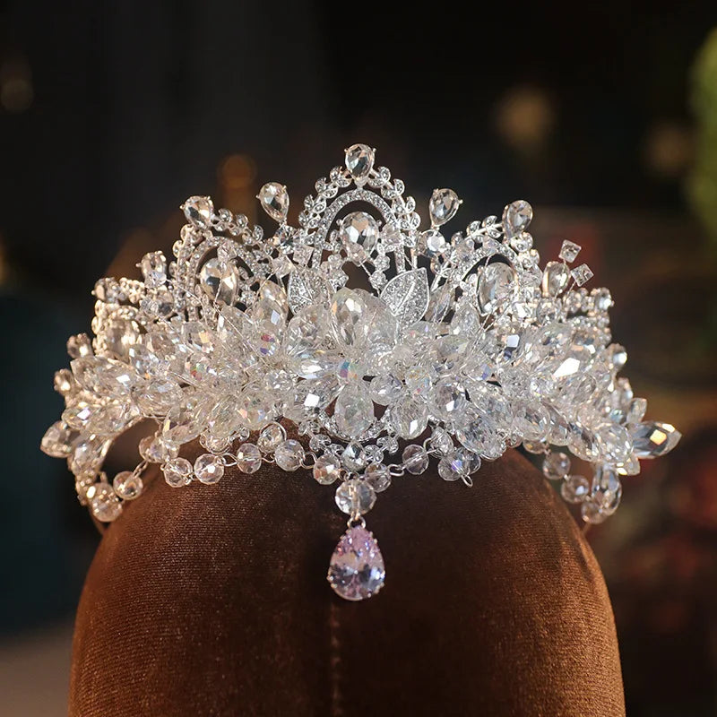 Baroque Luxury Crystal Bridal Tiaras Cubic Zircon Crown Rhinestone Pageant Diadem Headpieces Wedding Hair Accessories