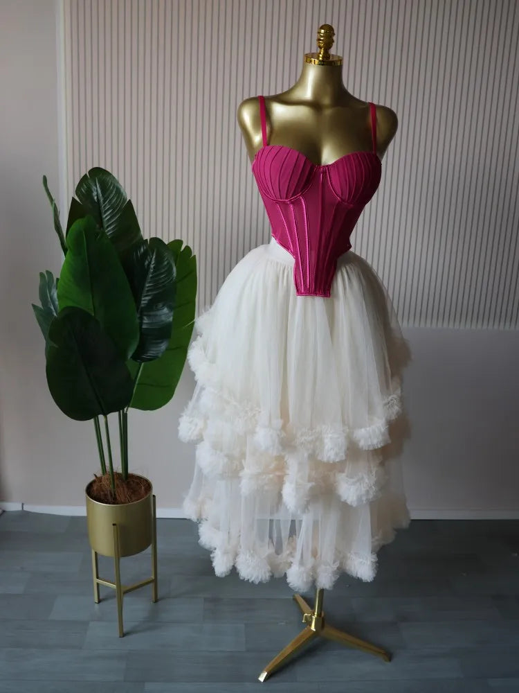 CM.YAYA Women's Dress Set Sleeveless Strap Tops and Pleated Tiered Skirts Suit Elegant Vacation Birthday Two 2 Piece Set Outfits