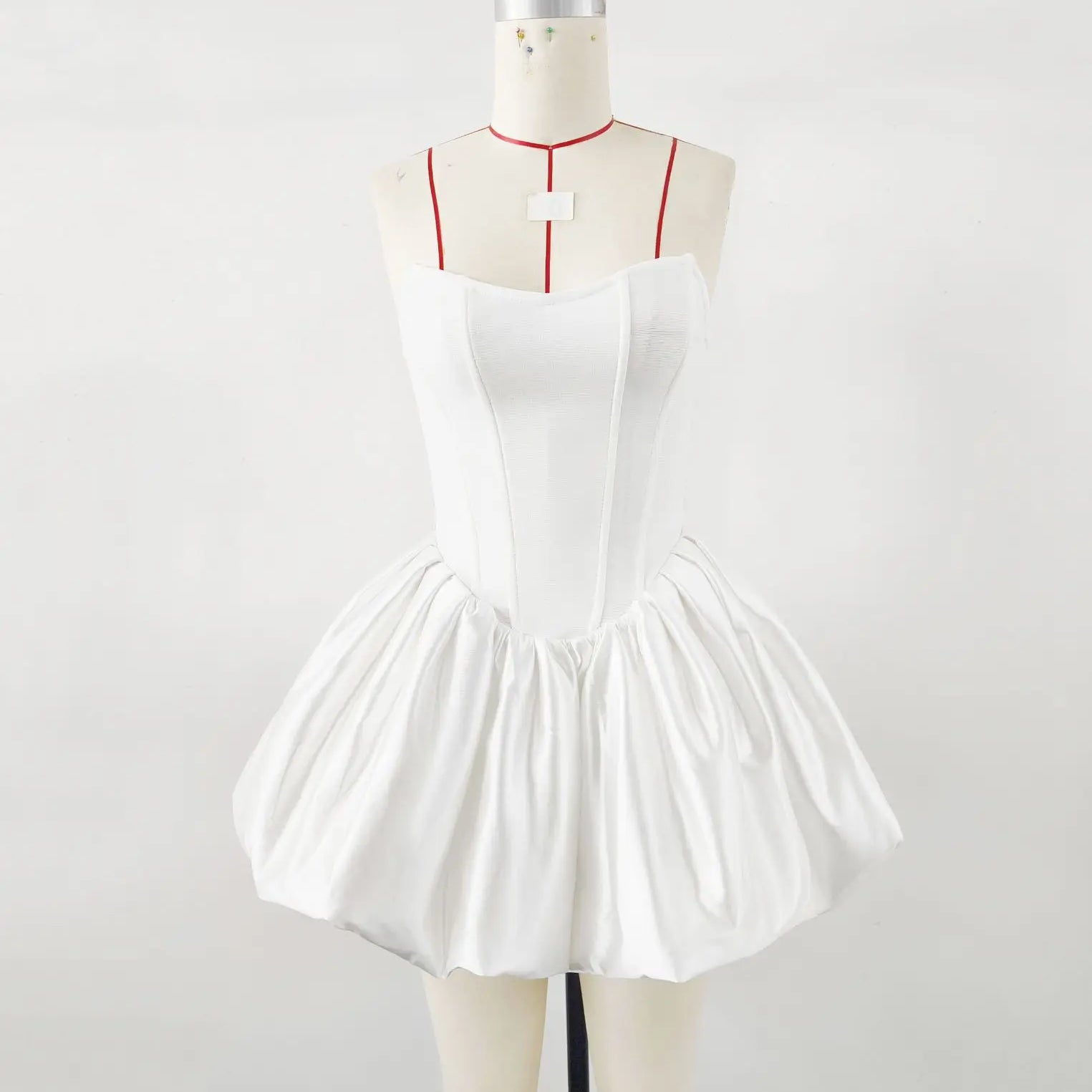 White Black Color Women Sexy Strapless Ball Gown Mini Bandage Dress Celebrate Fashion Birthday Party Girls' Vacation Dress