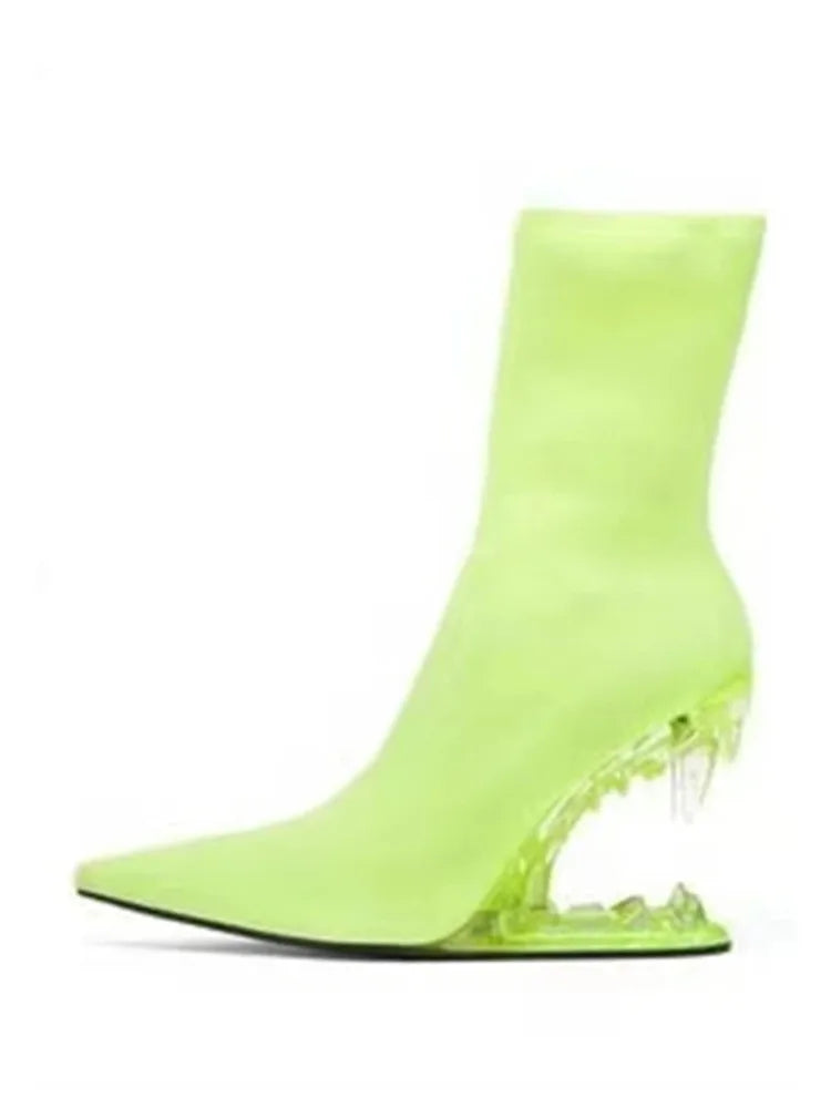 European and American New Knee-length Thigh Women's Boots Fashion Pointed Side Zipper Teeth High Heels Show Patent Leather Boots green