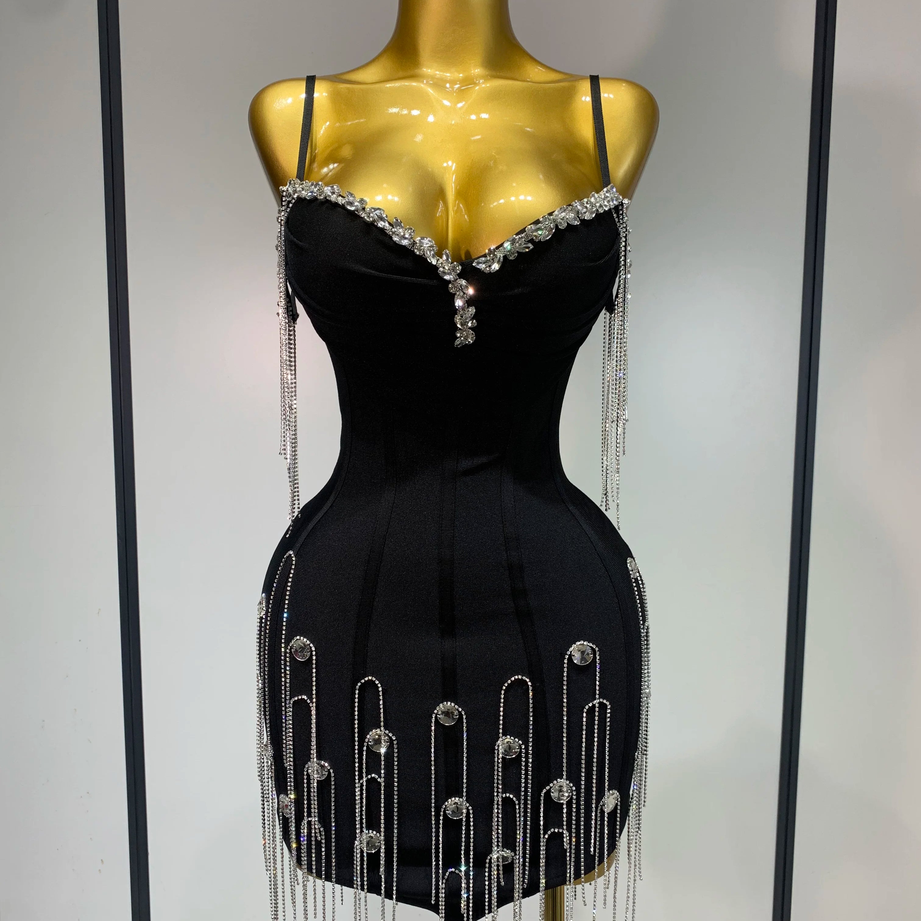 Sexy Backless Spaghetti Strap Bodycon Sleeveless Bandage Dress Elegant Prom Gown Club Evening Party Luxury Birthday Dresses