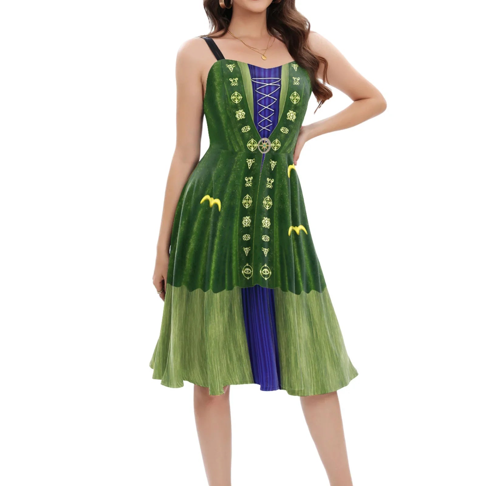 VIP FASHION Hocus Pocus Witch Dress for Women Winifred Sanderson Mary Sarah Sister Cosplay Costume Adult Halloween Classic Dress B361-1039