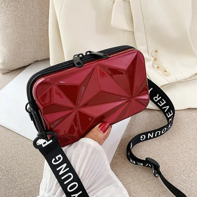 Luxury Hand Bags For Women 2023 New Suitcase Shape Totes Fashion Mini Luggage Bag Women's Branded Trending Famous Clutch Box Bag A007-Dark Red