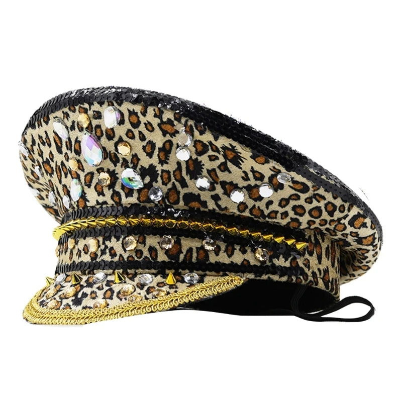 Rhinestones Bridal Hat for Wedding Glittering Fedora Sequin Hat Novelty-Party Hat Holiday Captain Hat for Bridal Shower 56 58cm 1