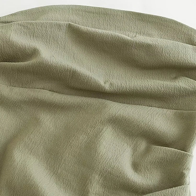 Fashion Dress Summer Women Midi Chic Ruched Elegant Tube Top Tight Holiday Dress Street Comfortable Solid Women Dresses