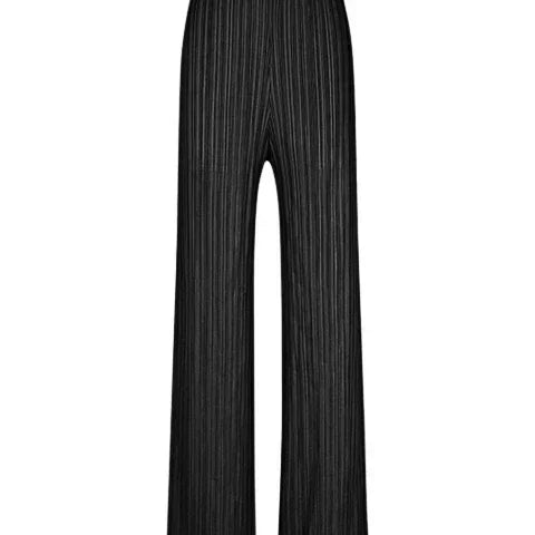Spring Summer Autumn Women Casual Elegant Ladies Miyake Designer Casual Loose Straight Pleated Pants High Waist Trousers black One Size