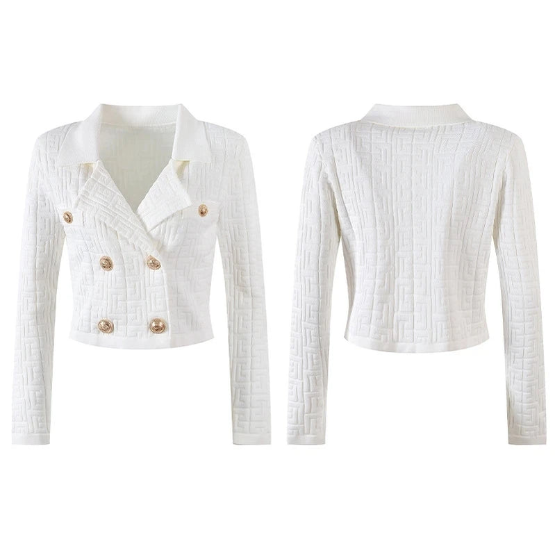 Brand Fall Women Stretch Knit Two Piece Sets Texture Pattern Long Sleeve Cardigan Sweater Tops Slim Skirt Belt 2 Color Option OL