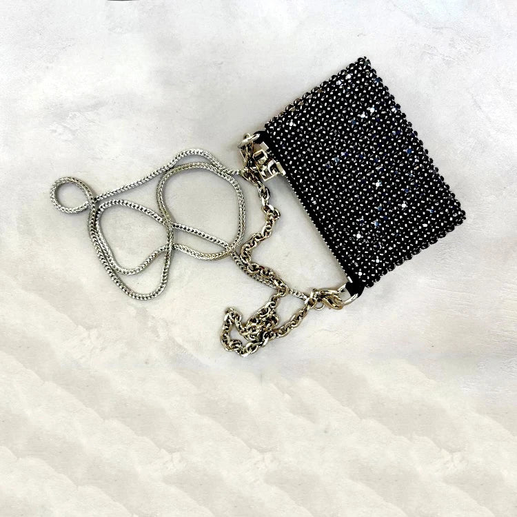 JIOMAY Small Designer Handbags for Women 2024 Rhinestones Purses for Lipstick Coin Card Party Chain Mini Evening Shoulder Bags heise CHINA